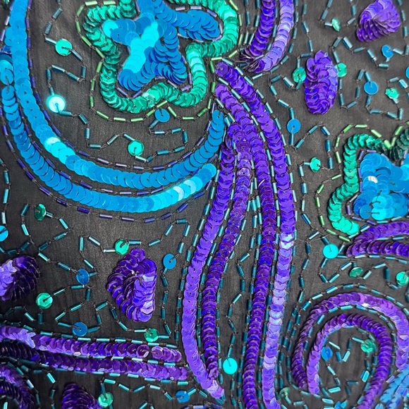 VINTAGE Laurence Kazar 100% Silk all over Sequin Formal Cocktail Top Size M - Picture 4 of 11